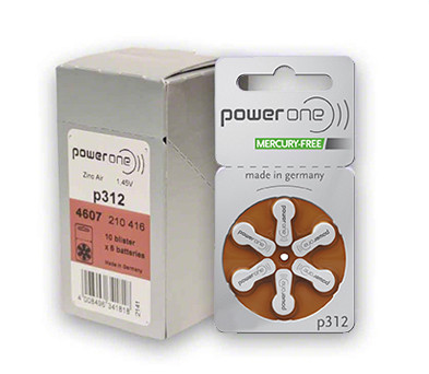 Power One Hearing Aid Batteries: 312 Box